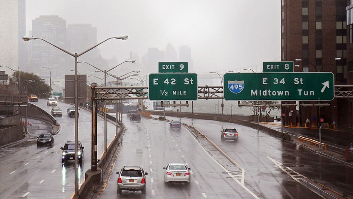 FDR drive on a gray rainy day