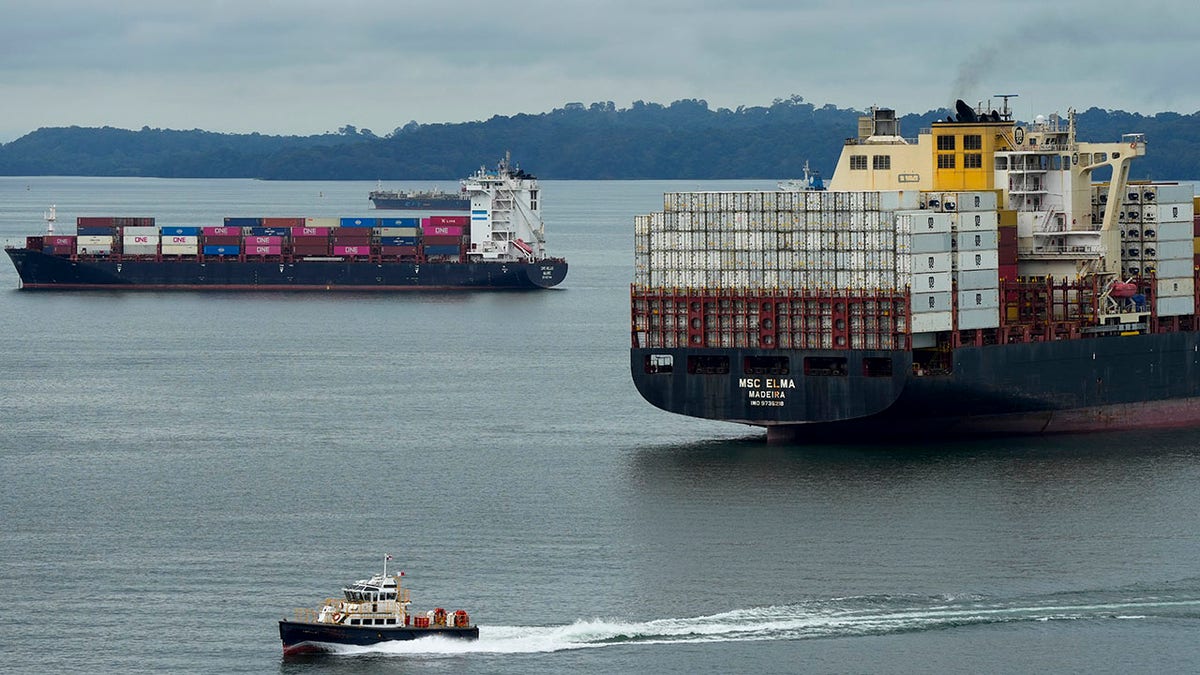 Ship passing through Panama Canal