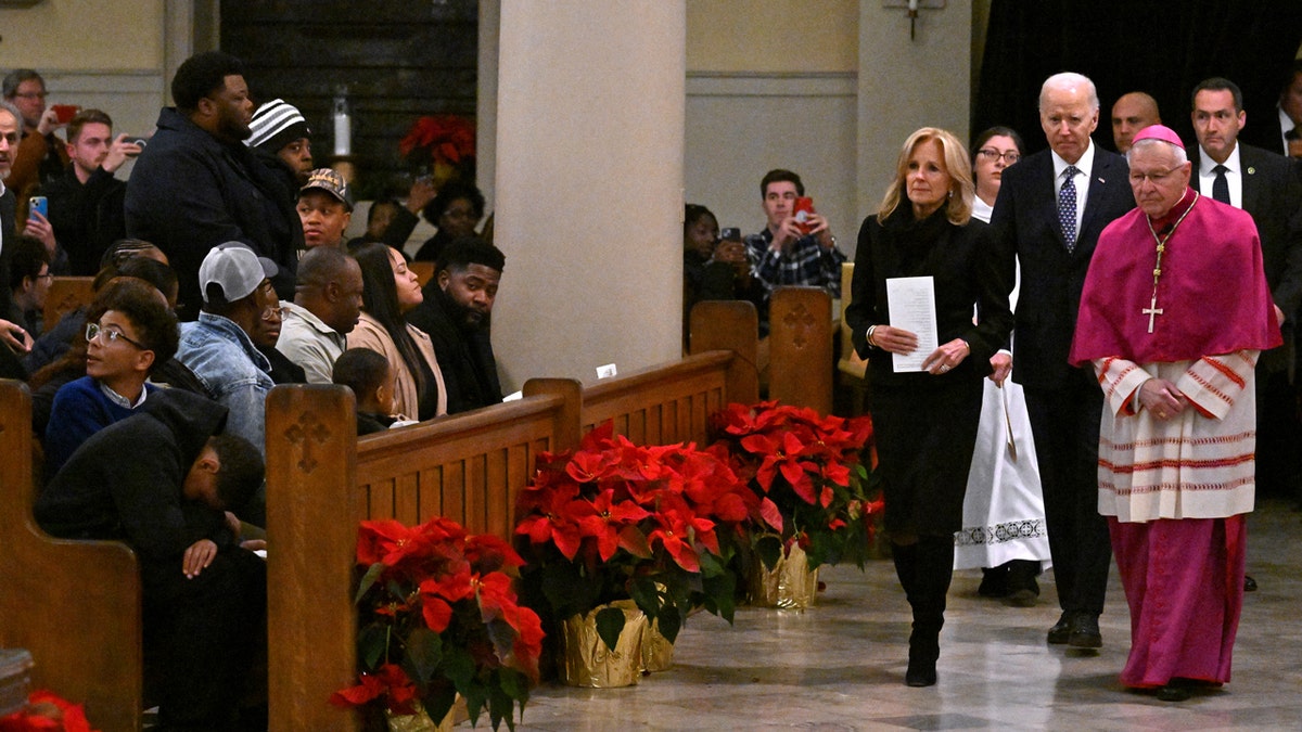 Bidens walking in church