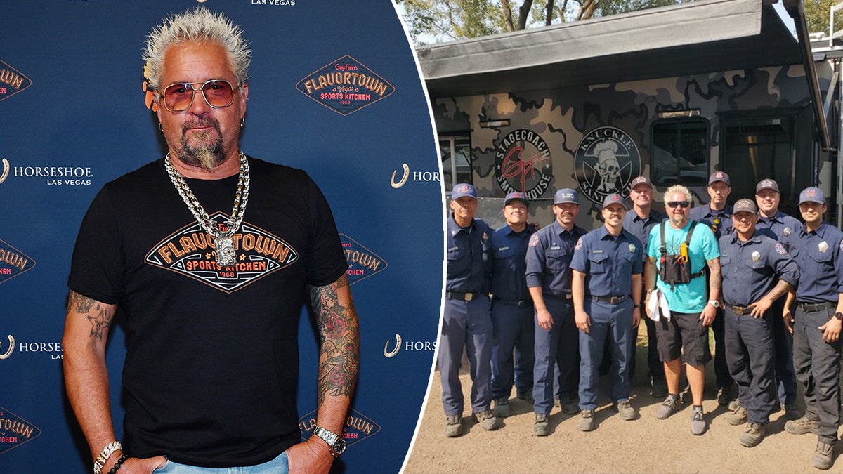 Guy Fieri on red carpet split with Fieri and first responders