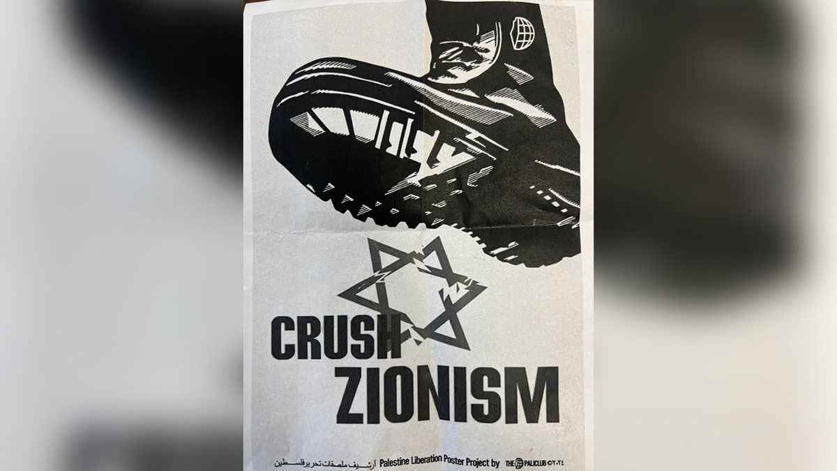 Poster handed retired  to Columbia students by anti-Israel demonstrators.