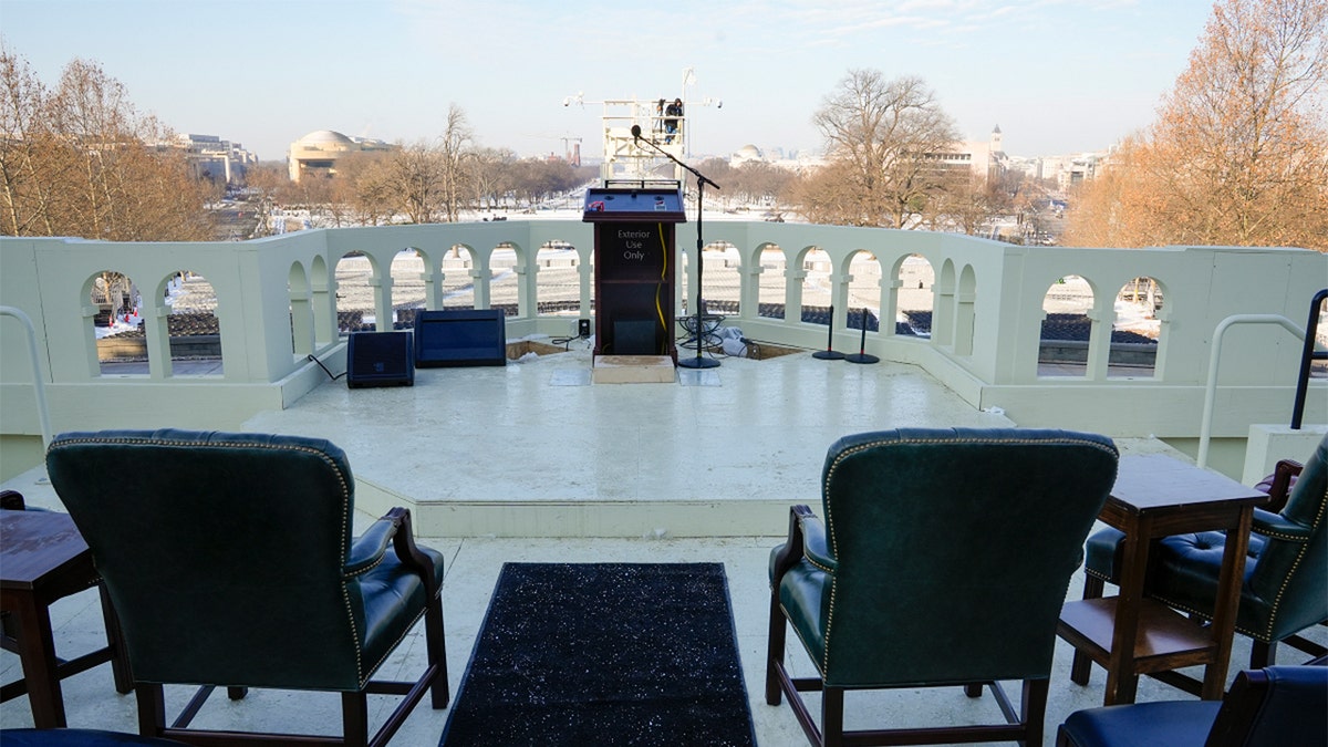 A platform was seen during preparations for the inauguration of the US President.