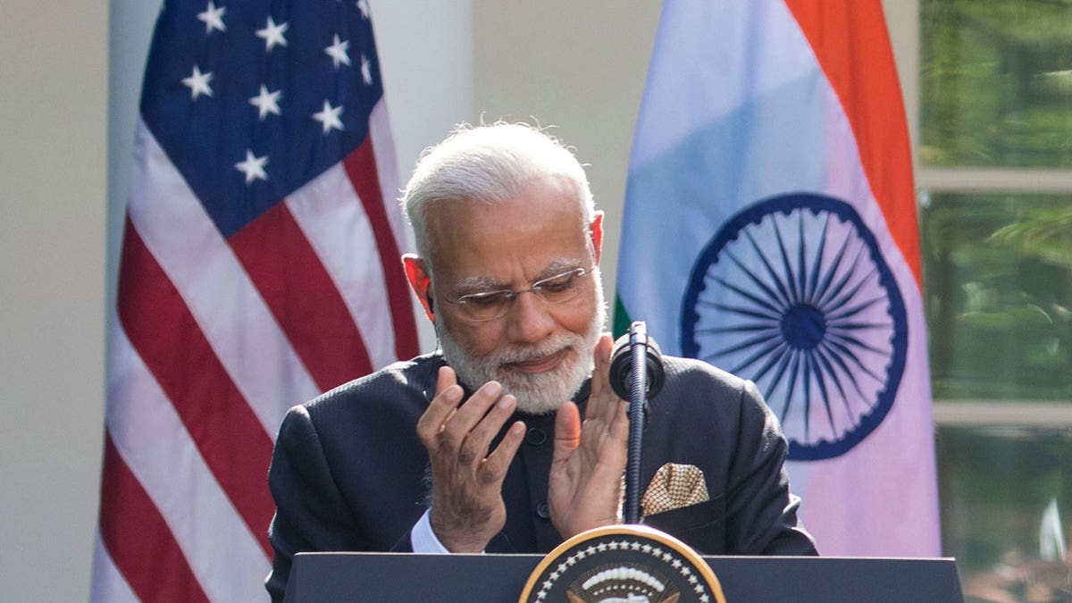 Donald Trump President and Indian Prime Minister Narendra Modi held a joint press conference at the White House Rose Garden on Monday, June 26, 2017.