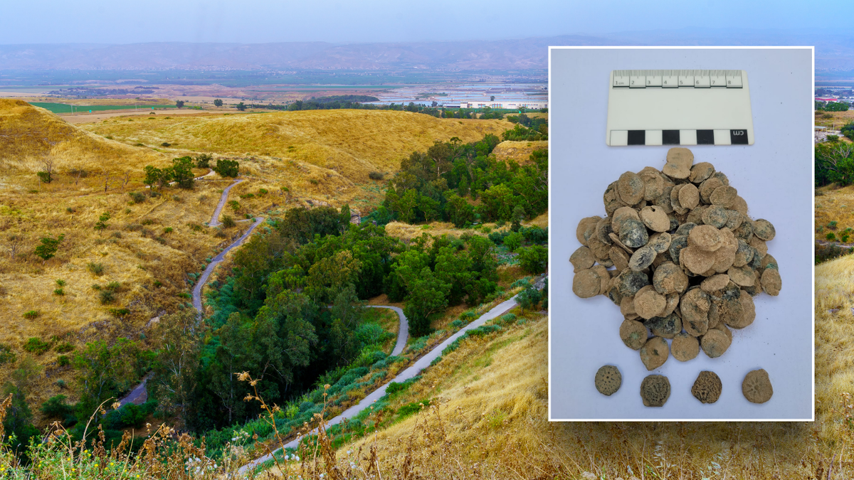 Split image of Jordan Valley, coins