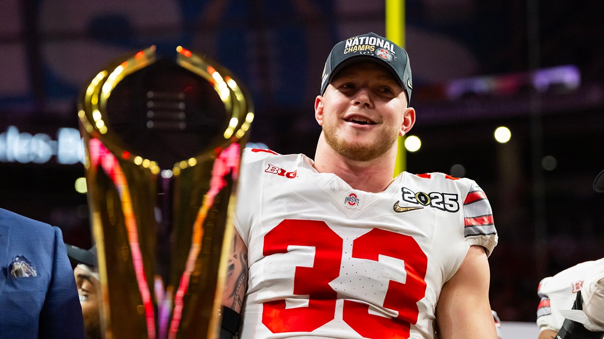 Jack Sawyer with the national championship trophy