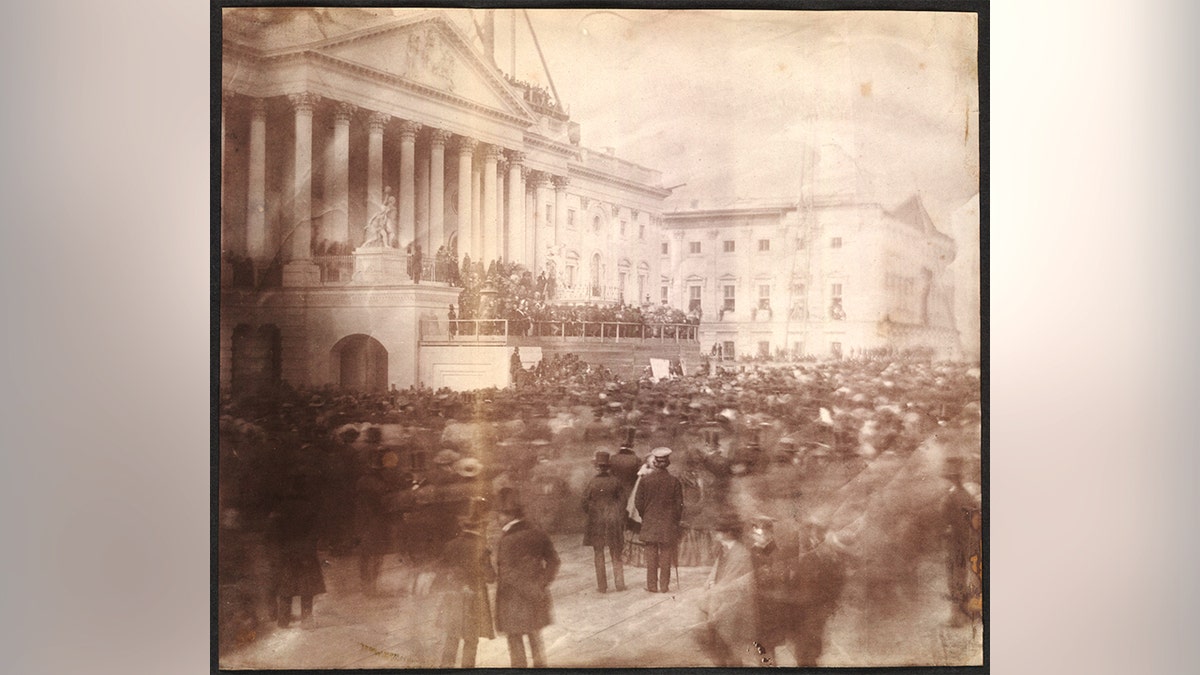 James Buchanan's swearing-in can be seen in an old photograph.