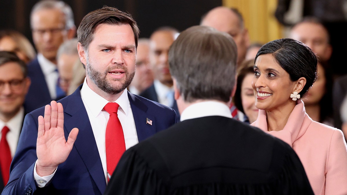 Then-Vice President-elect JD Vance takes the oath