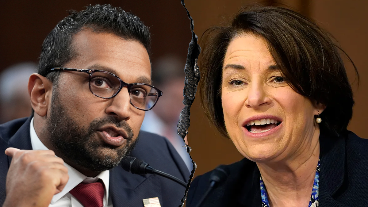 Kash Patel, left, and Amy Klobuchar, right 