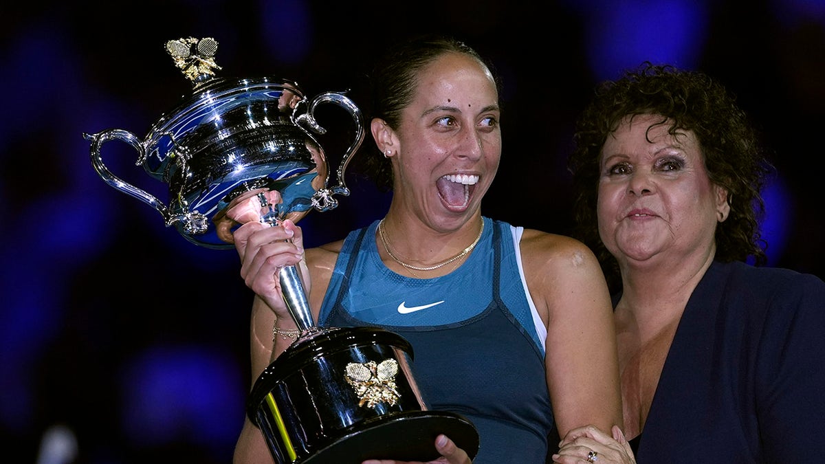 Madison Keys celebrates