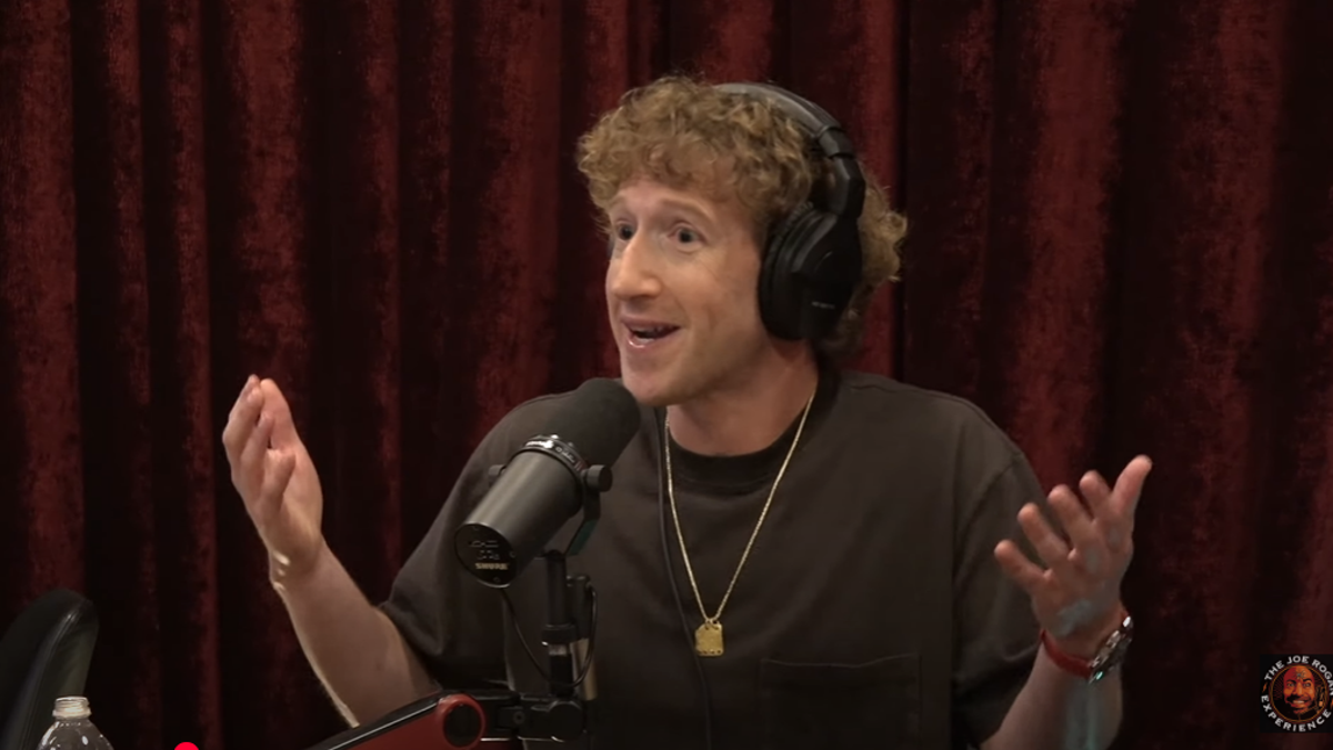 Photo of Mark Zuckerberg doing Joe Rogan's podcast