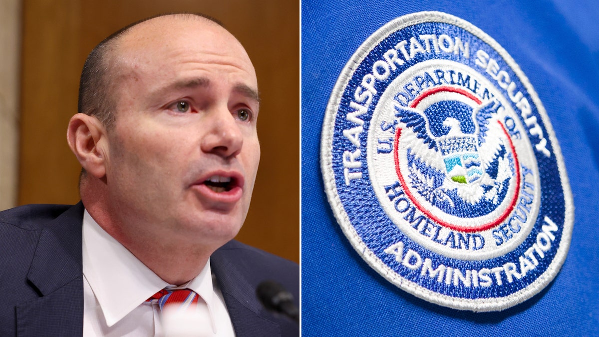 Left: Sen. Mike Lee; Right: TSA patch