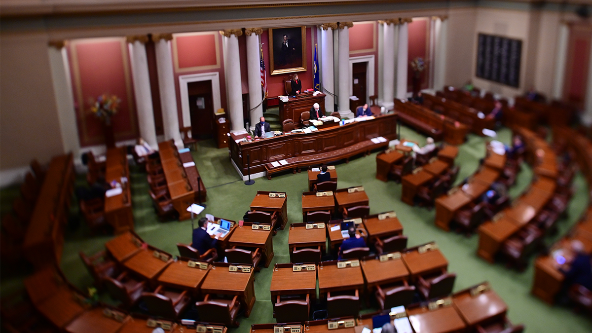 House Melissa Hortman (Brooklyn Park-36B) Peakers held a meeting of Minnesota legislators at the Minnesota Capitol in St. Paul on Tuesday, April 14, 2020.