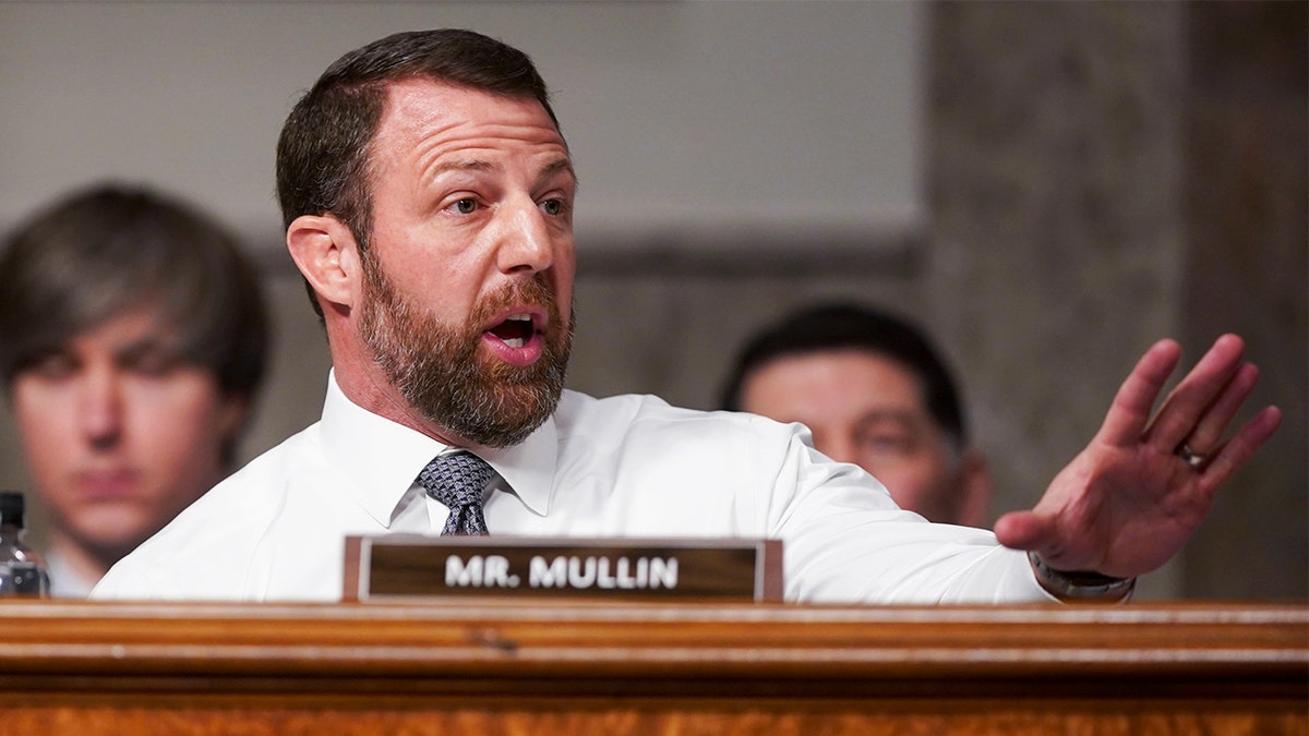 Senator Markwayne Mullin, a Republican from Oklahoma, speaks during a Senate Armed Services Committee confirmation hearing in Washington, DC, US, on Tuesday, Jan. 14, 2025. 