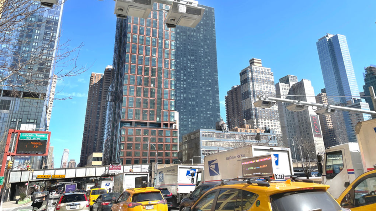 Overhead equipment was installed on the streets of New York City