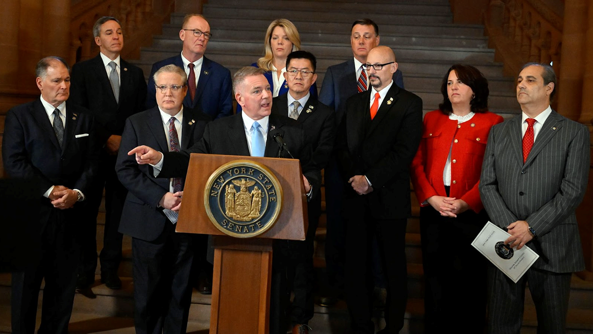 New York state senator at lectern