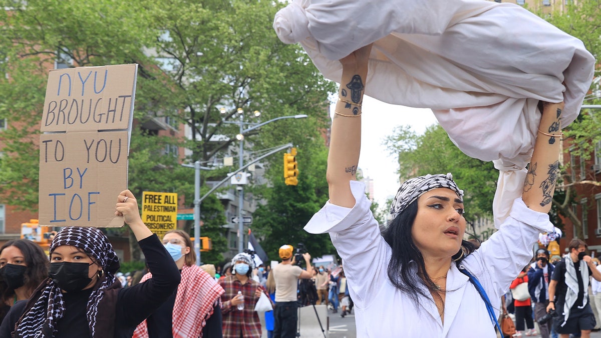 Students and faculty members march