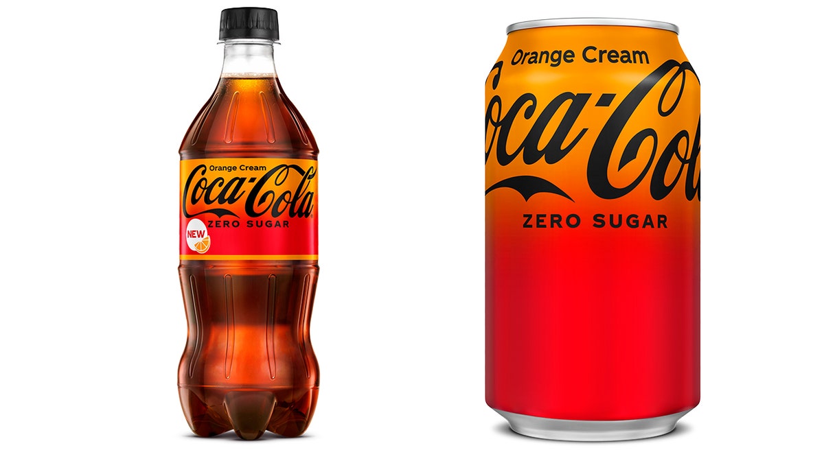 Coca -Cola shows the sugar -free orange cream in its bottle and the box design.