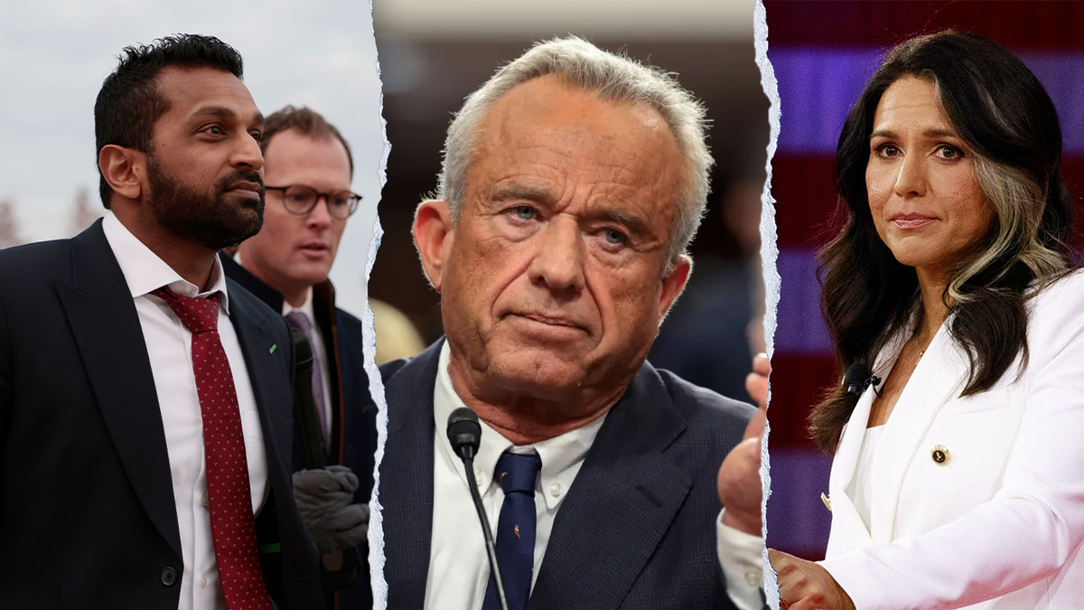 3-way photo split: Patel, RFK jr, and Gabbard