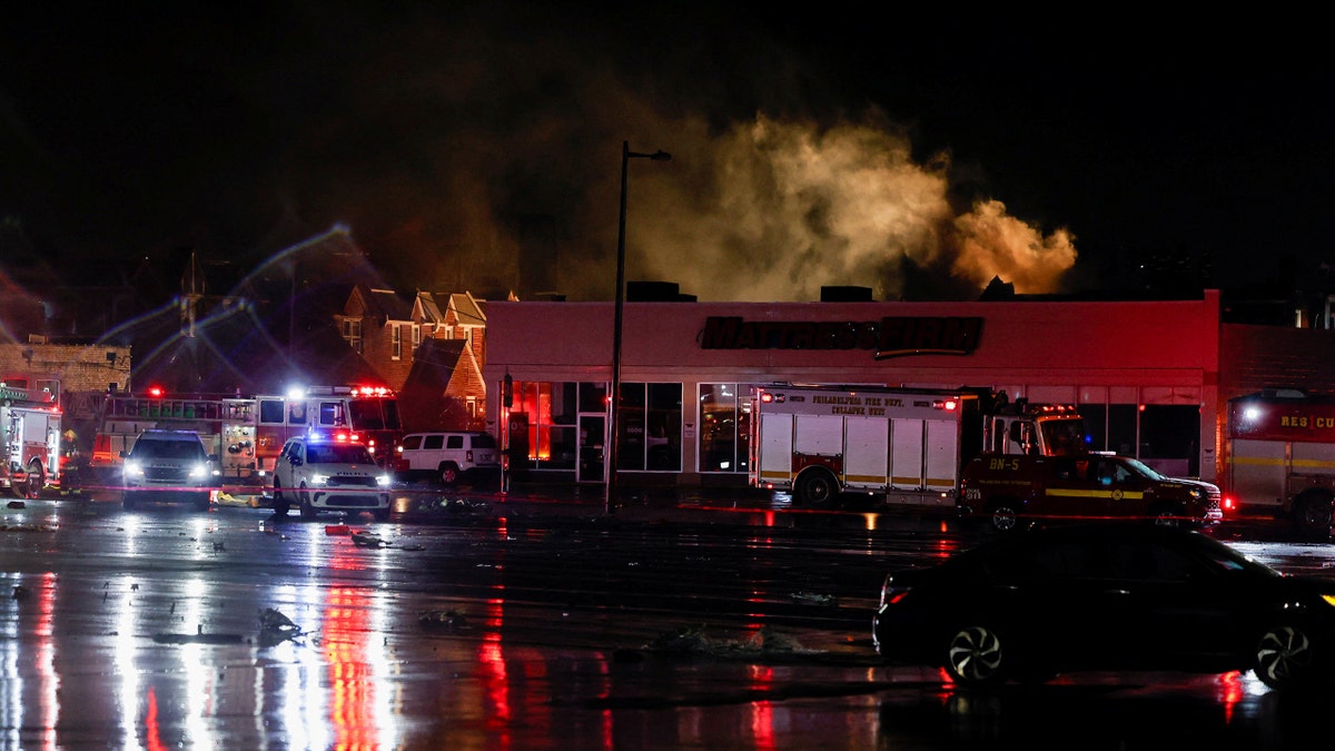 A fire broke out in a mall after a plane crashed in Philadelphia