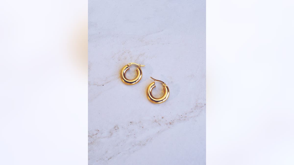 A simple but beautiful pair of gold hoops. 