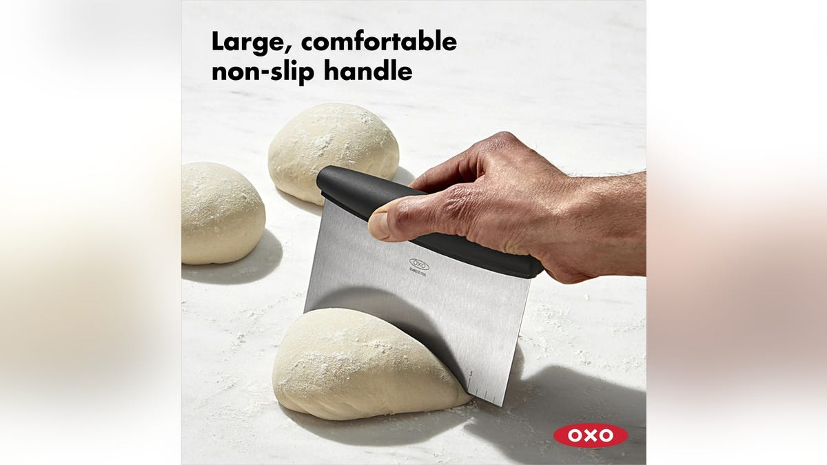 Use a bench scraper to help portion out your dough balls.