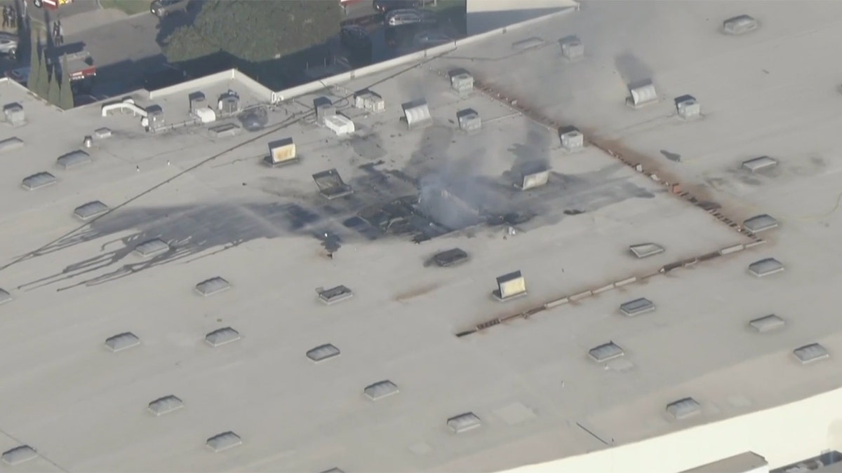 Smoke emanating from a warehouse in California