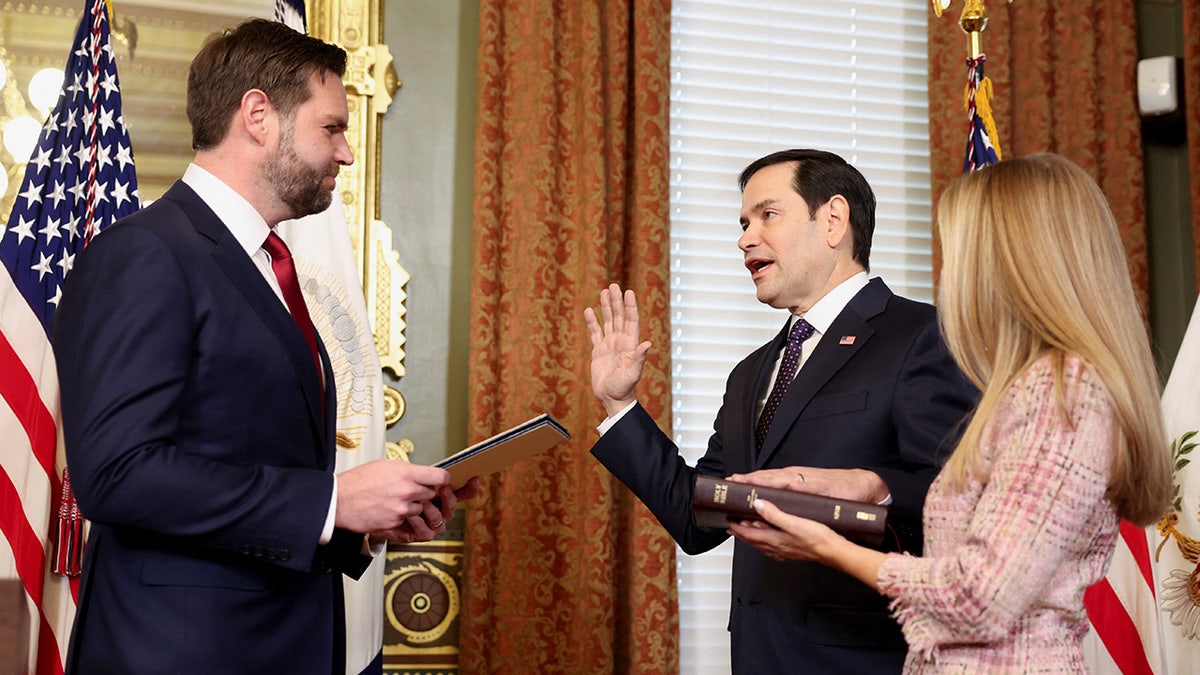 Marco Rubio is sworn in as Secretary of State by U.S. Vice President JD Vance