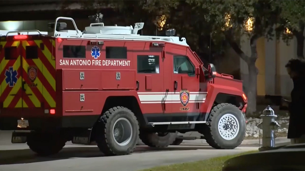 A SAFD fire truck when a police officer was shot