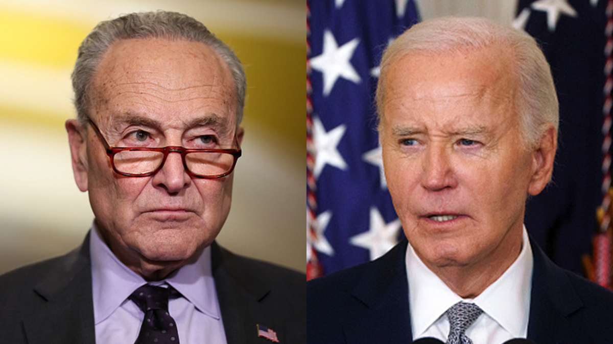 Chuck Schumer and Joe Biden split image