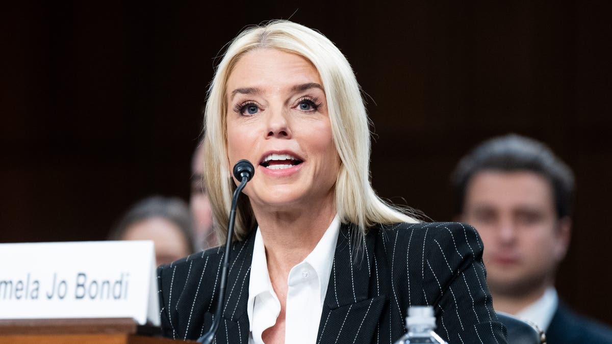 Former Florida Attorney General Pam Bondi speaks at the Senate Judiciary Committee hearing at the U.S. Capitol.