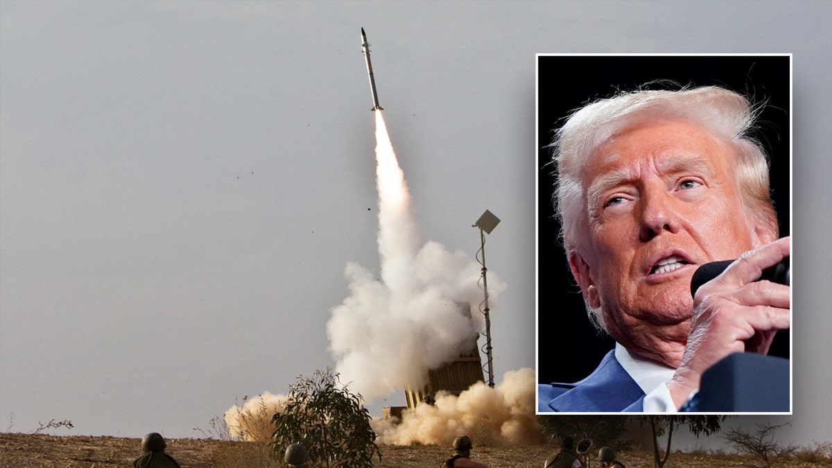 Split image of Trump, Iron Dome