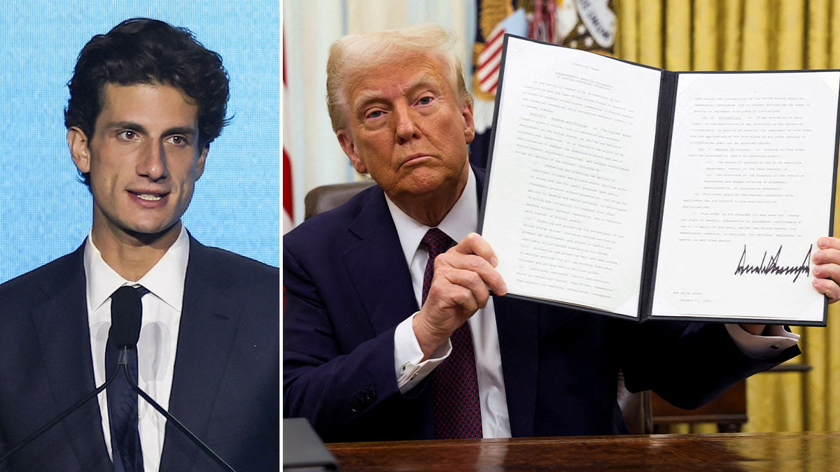 Left: JFK's grandson, Jack Schlossberg on the right: President Trump has a signed decree