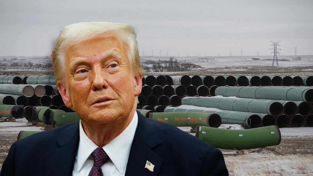 Trump in an edited image of Keystone XL pipeline