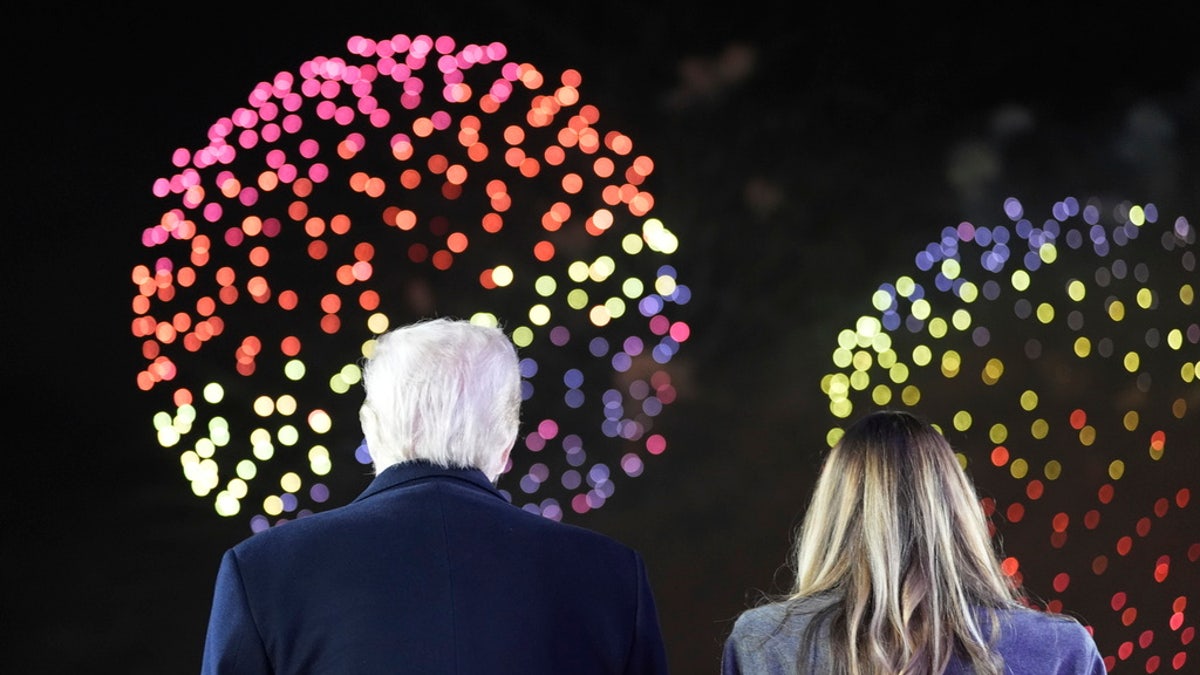 President-elect Trump and Melania Trump and watch fireworks at Trump National Golf Club, Saturday, in Sterling, Va.