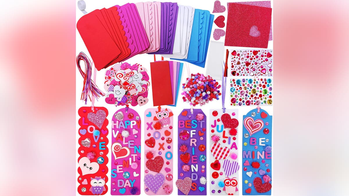 Craft bookmarks together this Valentine's Day.