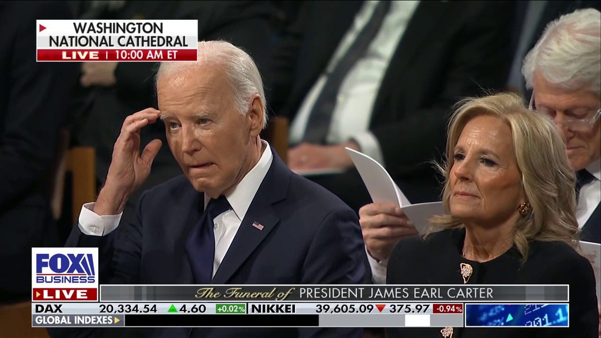 Joe Biden close-up at the funeral