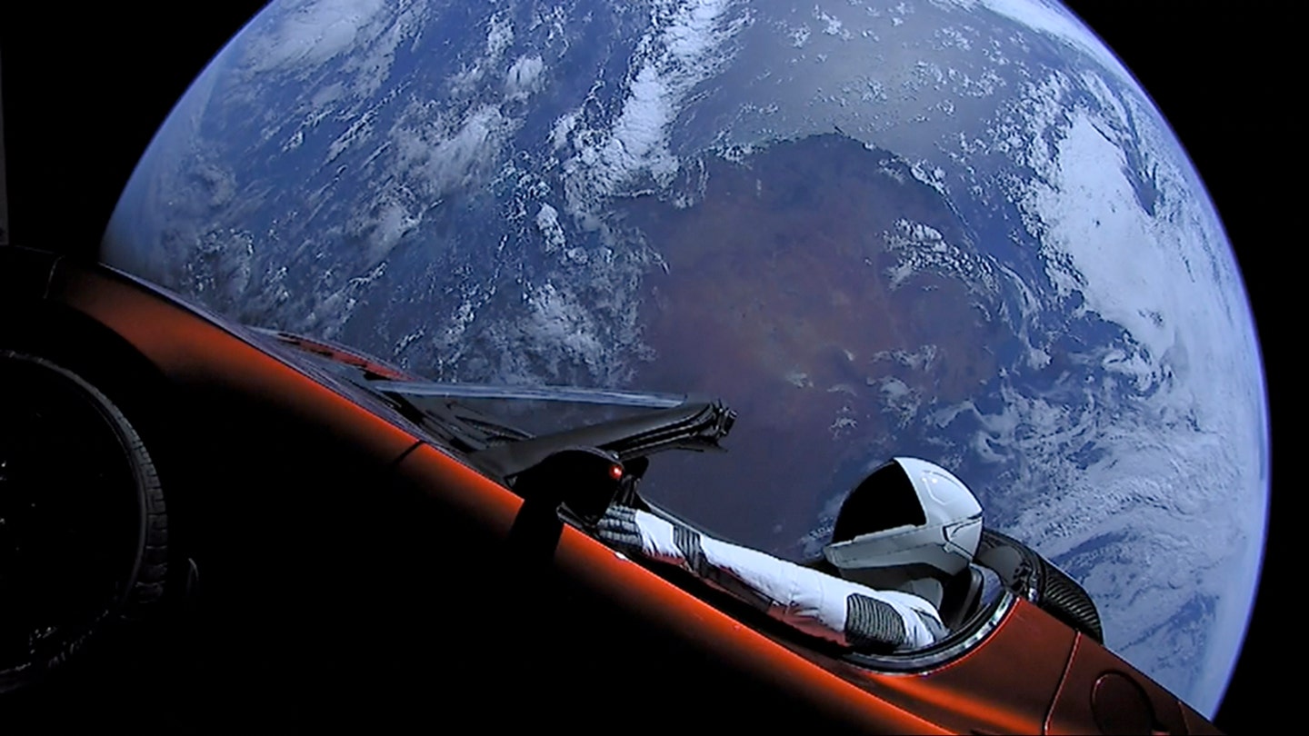 tesla roadster space