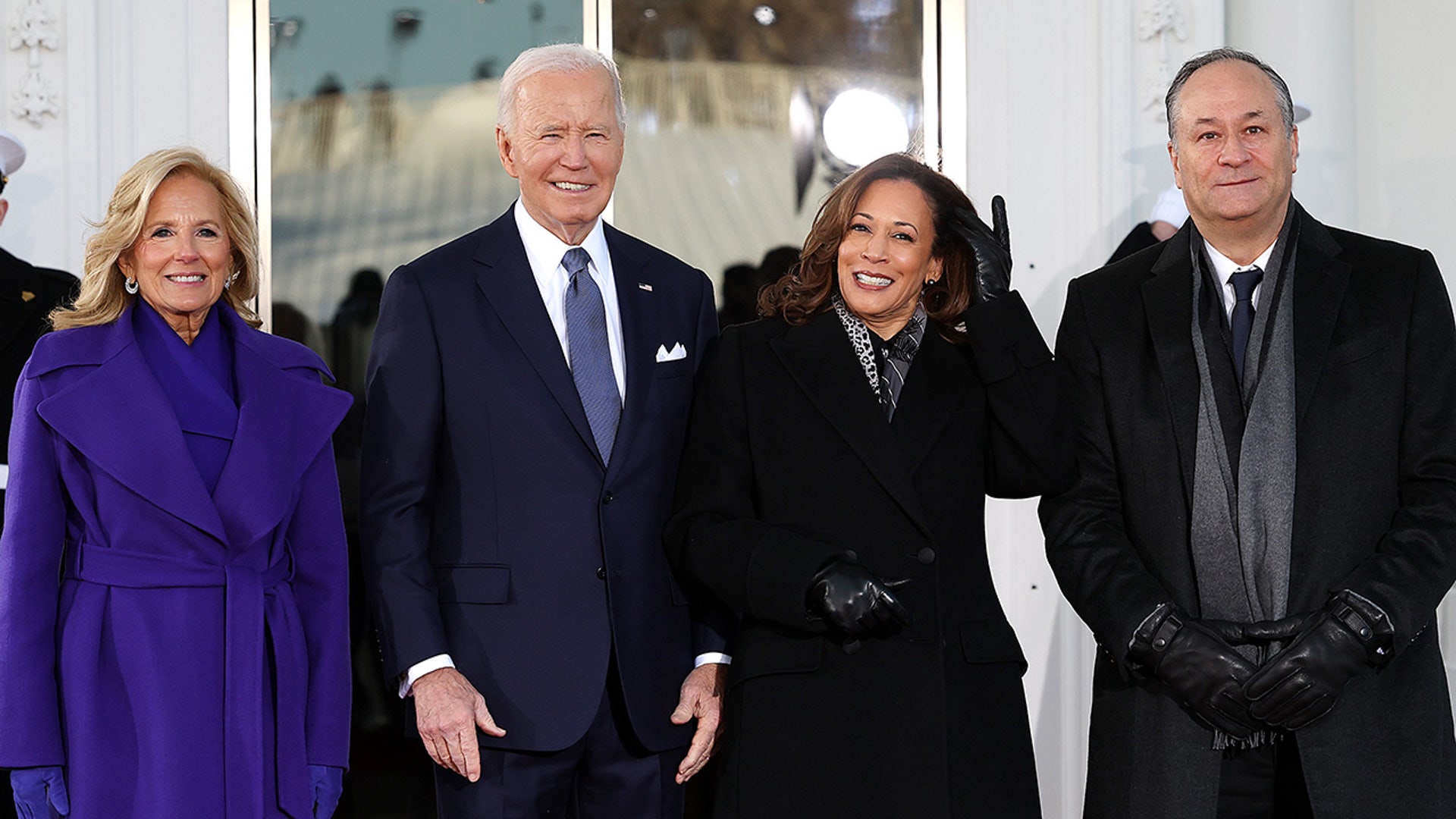 First woman  Jill Biden, U.S. President Joe Biden, U.S. Vice President Kamala Harris and 2nd  man  Doug Emhoff basal   unneurotic  astatine  the White House