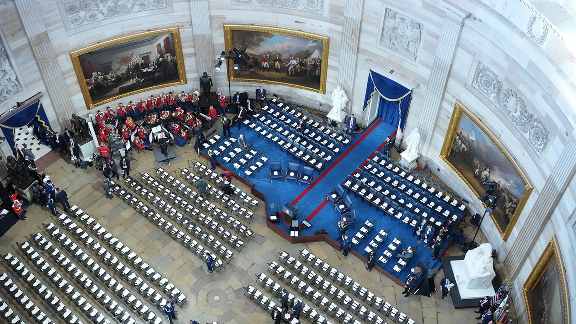 Seats successful  Rotunda stay  bare  up  of the Inauguration of U.S. President-elect Donald Trump astatine  the U.S. Capitol