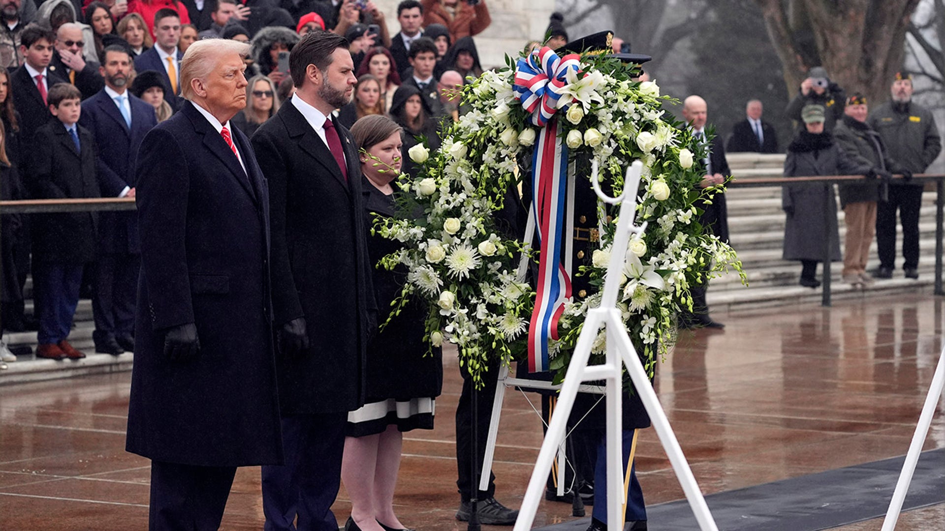 President-elect Trump lays a wreath at Arlington National Cemetery ahead of the Inauguration