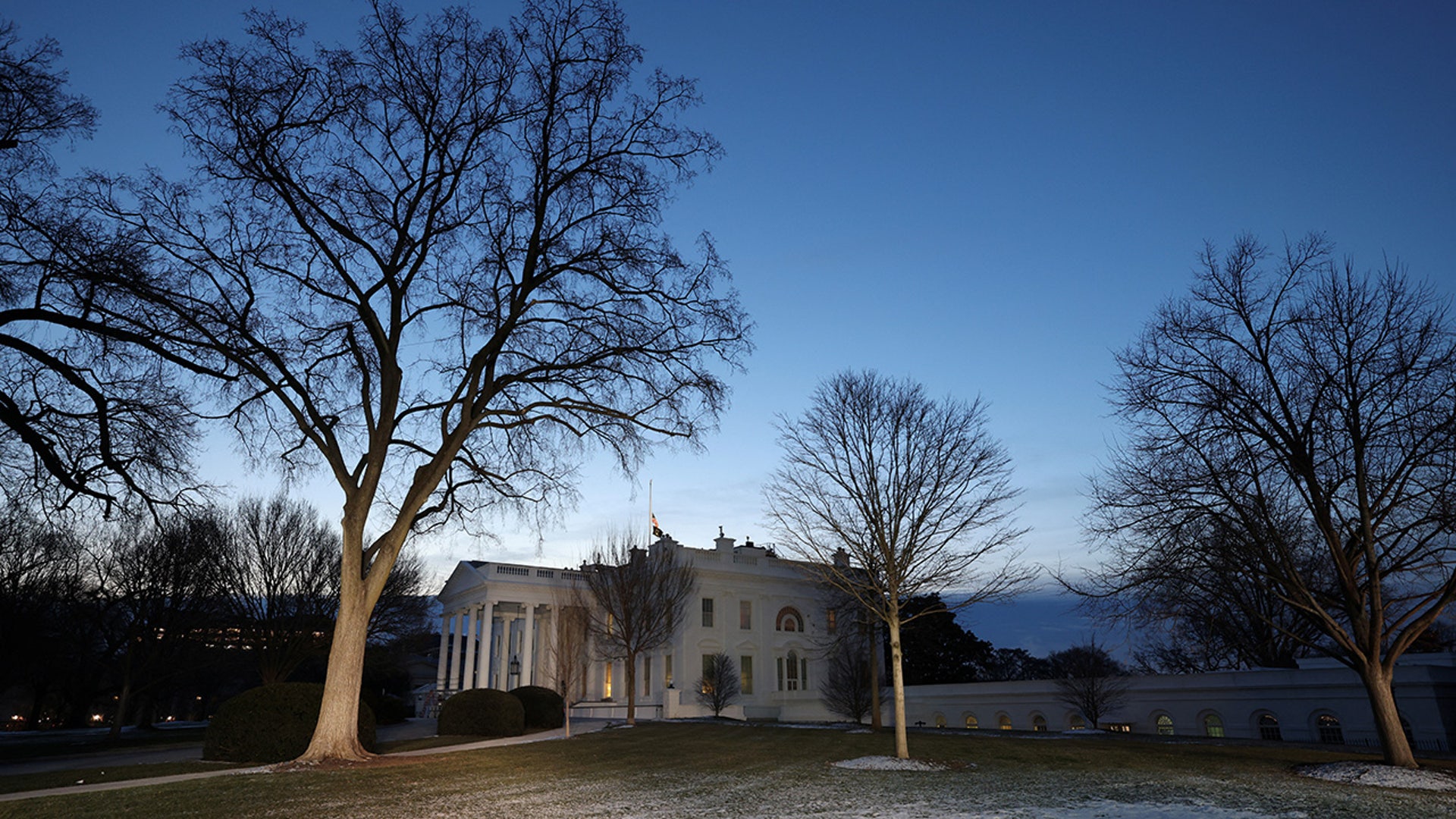 The White House on the first full day of the Trump administration in Washington