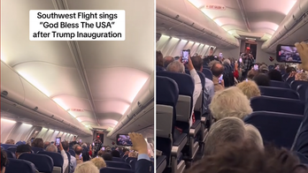 President Trump supporters sing 'God Bless the USA' on flight from DC