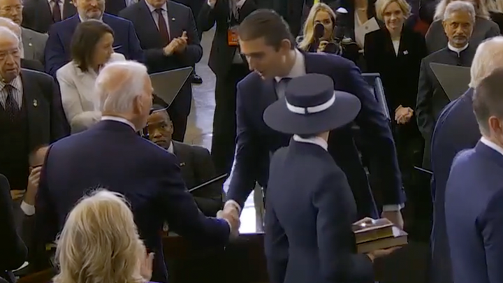 Class act': Barron Trump sets social media ablaze for shaking hands with Biden at dad's inauguration