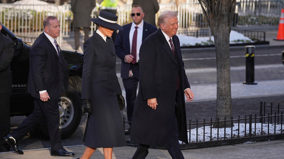 Melania Trump wears navy coat and hat for Inauguration Day church visit ...