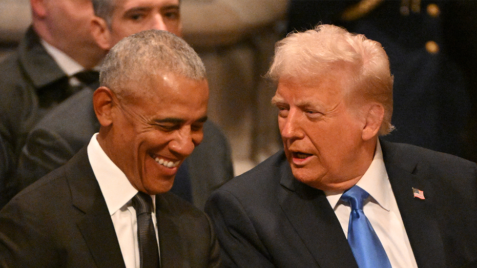 Trump, Obama chatting and laughing at Carter funeral lights up social media