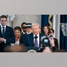 U.S. President Donald J. Trump speaks after being sworn in during the ceremony for the inauguration