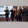 Donald Trump reviews the troops during his Inauguration ceremony