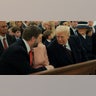 Donald Trump greets U.S. Vice President-elect JD Vance as they attend a service at St. John's Church