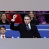 Barron Trump gestures at President Donald Trump's rally after the Inauguration