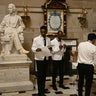 Catering unit   hole   for a luncheon successful  Statuary Hall that volition  travel  the inauguration ceremonial  wherever  Donald Trump volition  sworn in